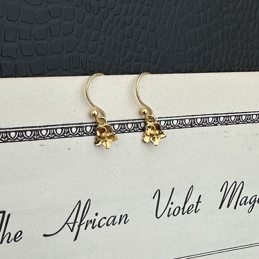 Vermeil Micro-Miniature African Violet Bloom Earrings