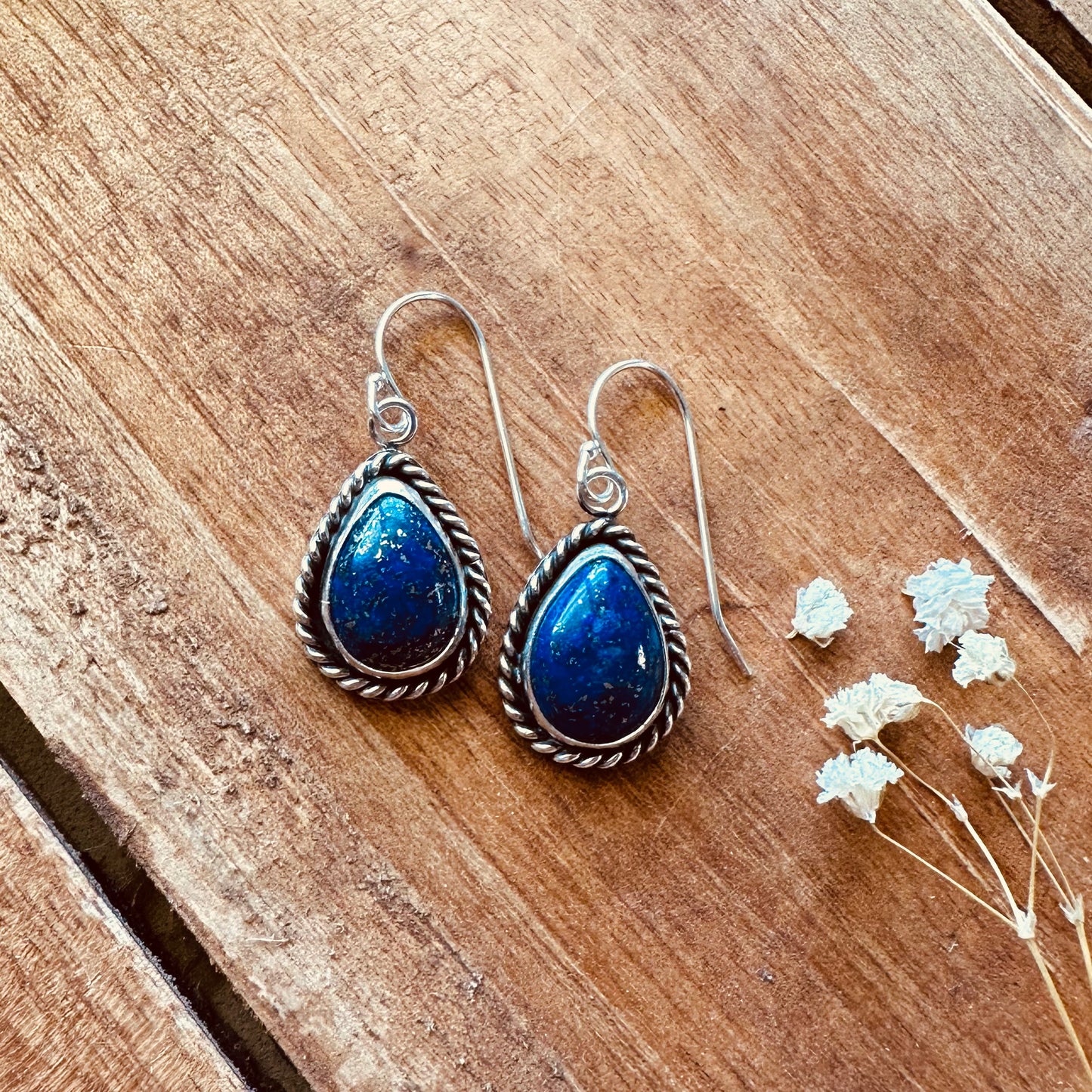 Sterling Silver Lapis Dangle Earrings