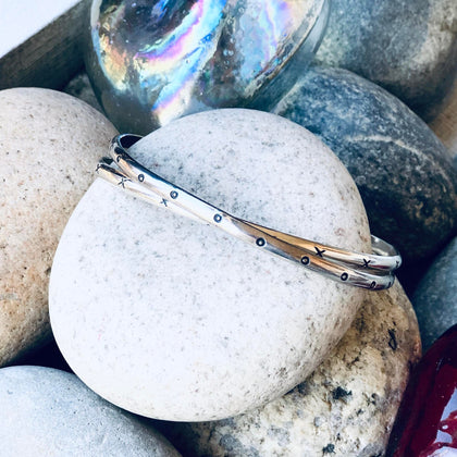 Summer Joy Silver Bracelet X's and O's Sterling Silver Cuff Set of 2