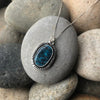 Blue Moon Turquoise Hand Stamped Sterling Silver Pendant with Chain