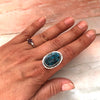 Blue Moon Turquoise Hand Stamped Sterling Silver Ring Size 6