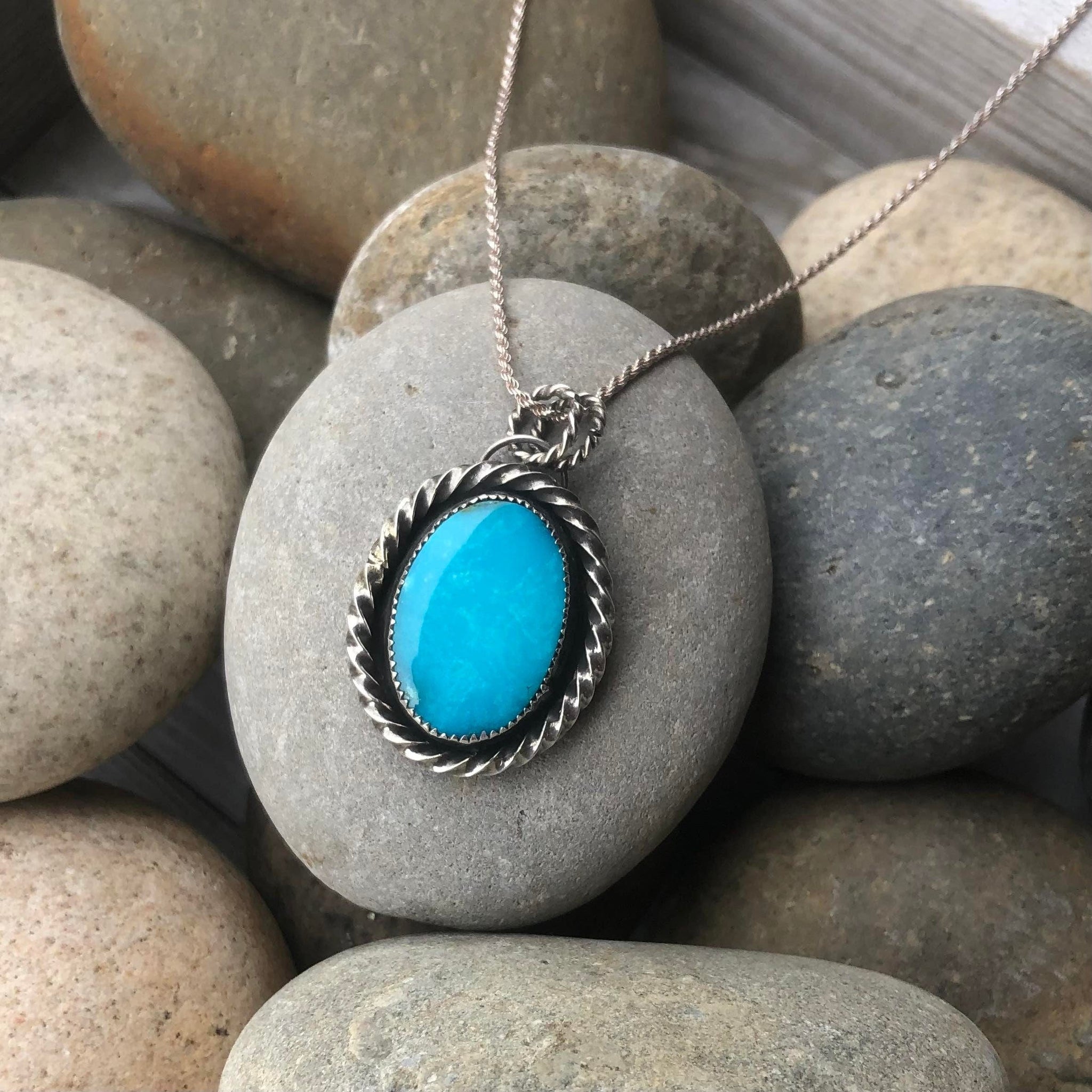Sterling Silver Turquoise Mountain Pendant